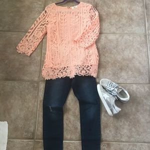 Peach lace blouse